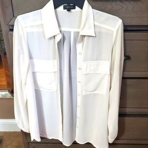 Cream colored "sheer" blouse, size Medium